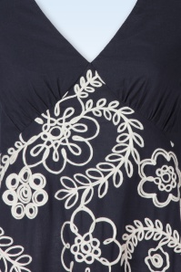 Traffic People - Blythe katoenen midaxi jurk in donkerblauw 2