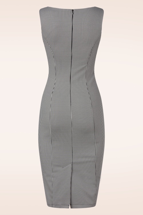 Hearts & Roses - Topvintage Exclusive - Audrey pied de poule pencil jurk in zwart en wit 3