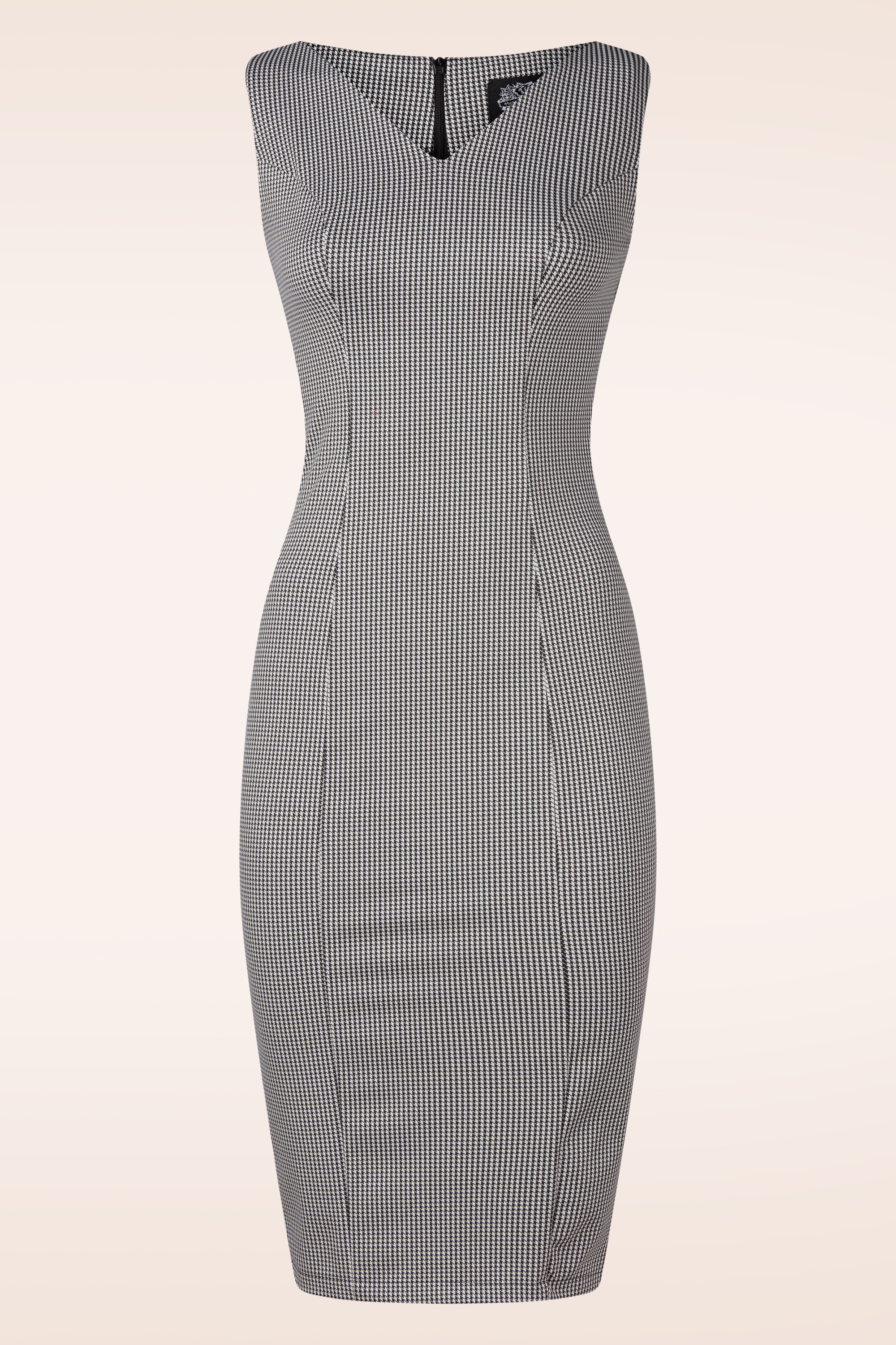 Hearts & Roses - Topvintage Exclusive - Audrey pied de poule pencil jurk in zwart en wit