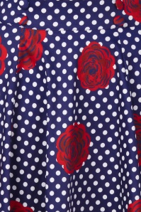 Hearts & Roses - Topvintage exclusive - Dotty Rose swing rok in marineblauw 3
