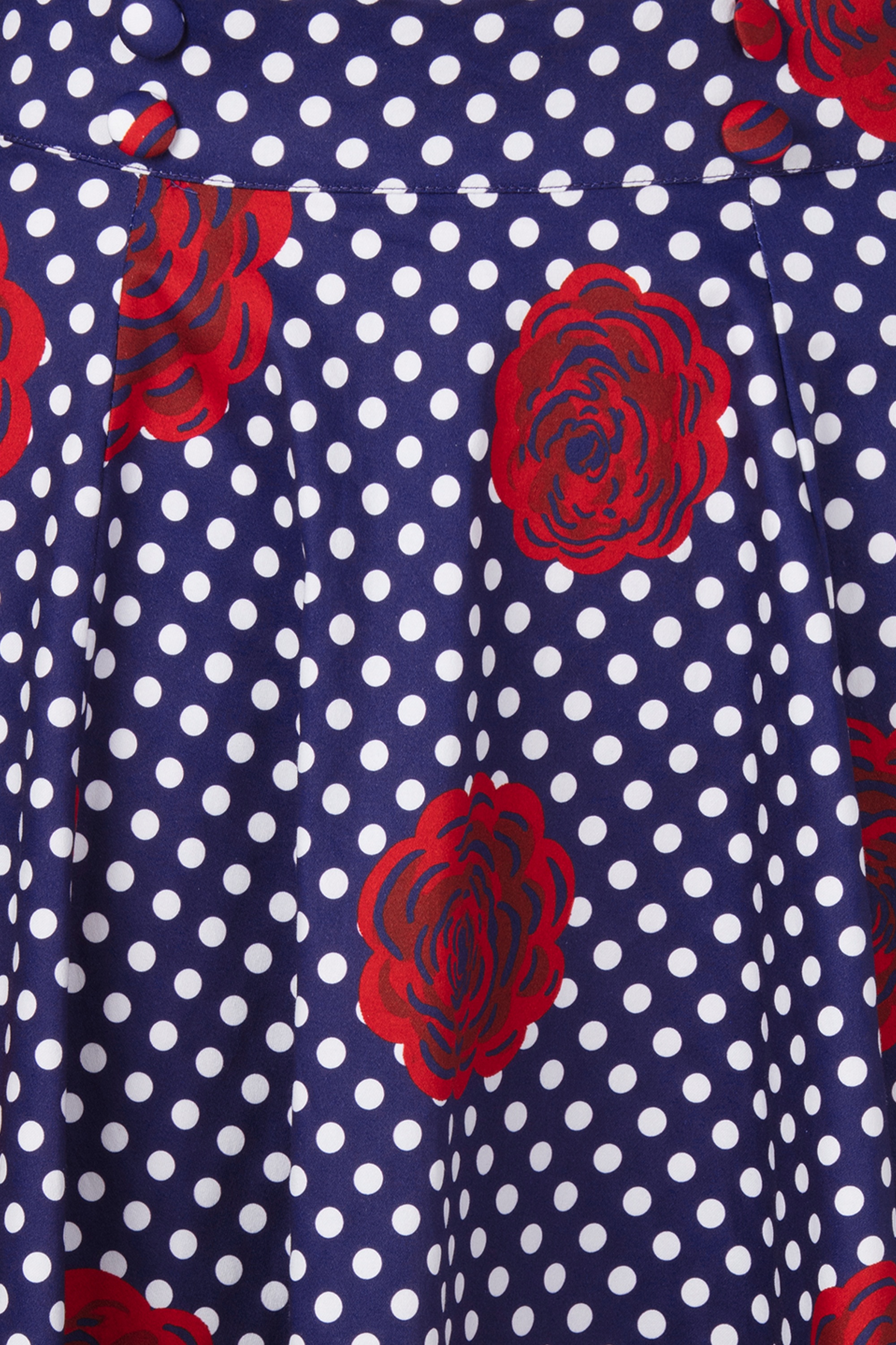 Hearts & Roses - Topvintage exclusive - Dotty Rose swing rok in marineblauw 3