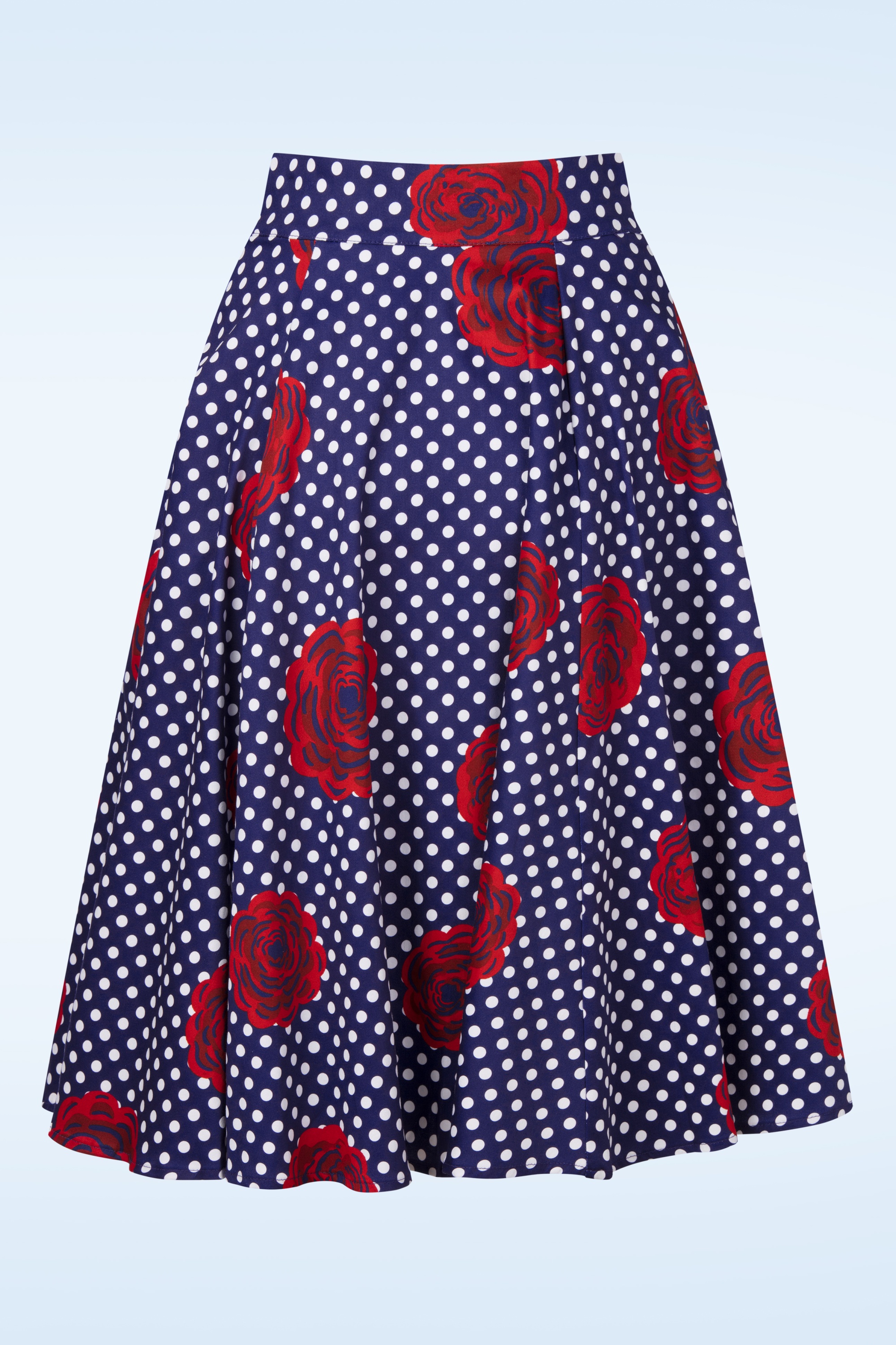 Hearts & Roses - Topvintage exclusive - Dotty Rose swing rok in marineblauw 4