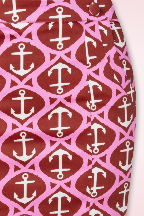 Hearts & Roses - Topvintage exclusive - Anchor Muse pencil rok in rood en roze 2