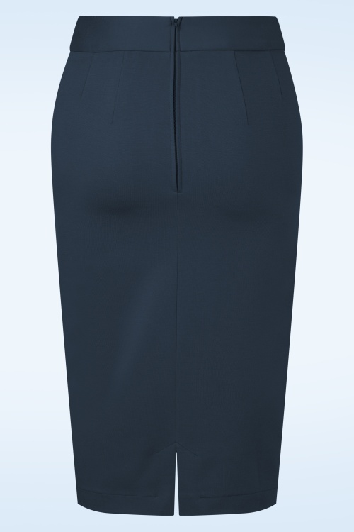 Very Cherry - Klassieke pencil rok in marineblauw 2