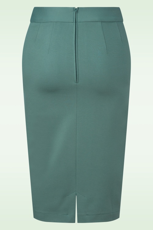 Very Cherry - Klassieke pencil rok in verdigris 2