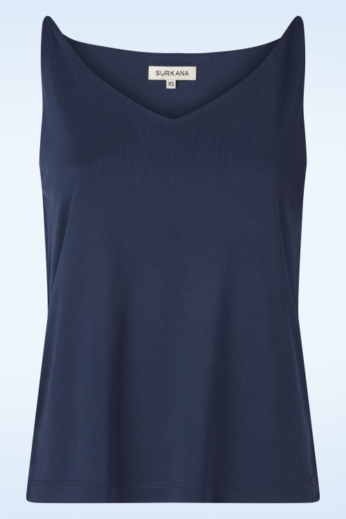 Surkana - Jessy V-Neck Strap top in navyblauw