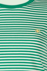 Mademoiselle YéYé - Endless Horizon Striped Cotton T-shirt in groen en wit 2