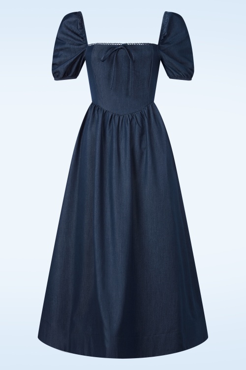 Glamorous - Bluebell Meadow midi jurk in indigo blauw