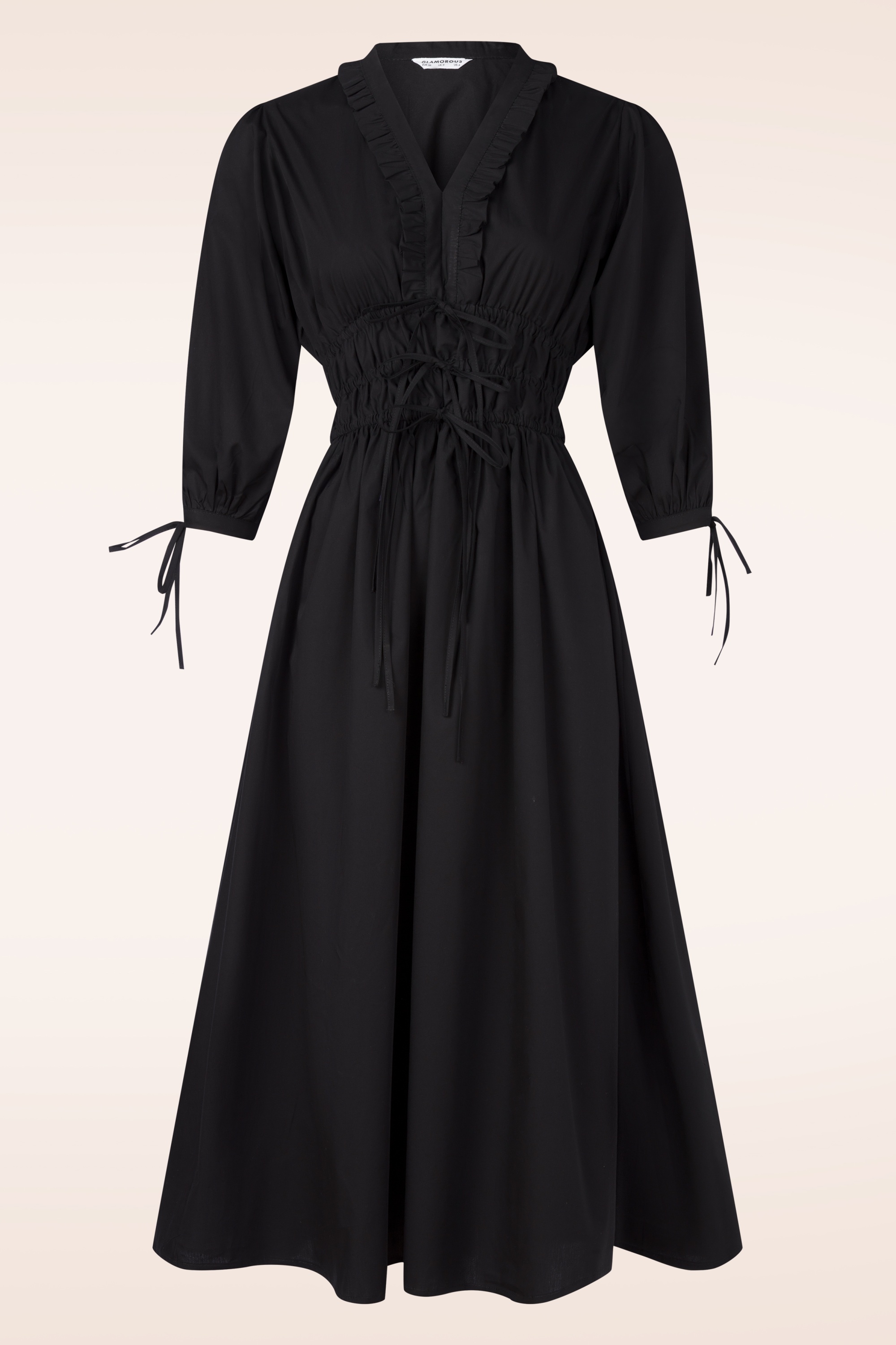 Glamorous - Mirna Cotton midi jurk in zwart