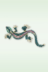 Day&Eve by Go Dutch Label - Sparkly Lizard broche in teal
