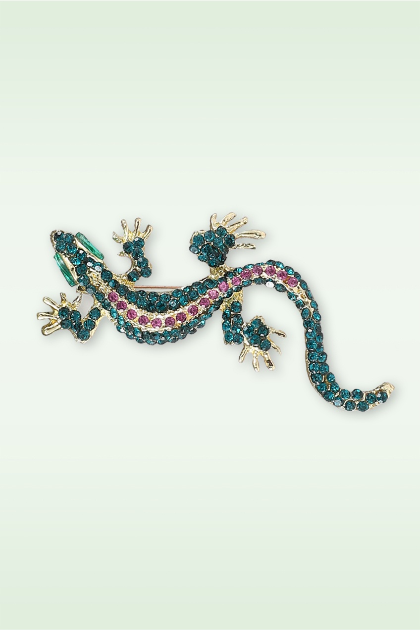 Day&Eve by Go Dutch Label - Sparkly Lizard broche in teal