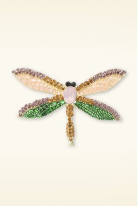 Day&Eve by Go Dutch Label - Sparkly Dragonfly broche in roze en groen