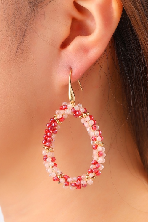 Day&Eve by Go Dutch Label - Beads Drop Dangle oorbellen in tomaat