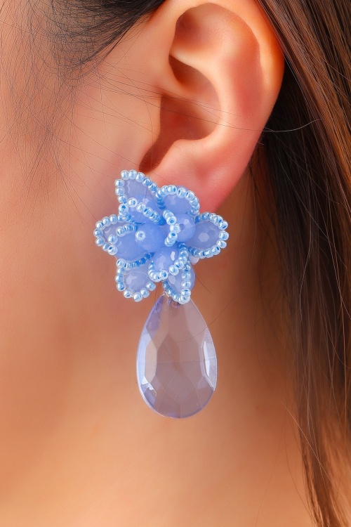 Day&Eve by Go Dutch Label - Aurora Bloom Statement oorbellen in blauw