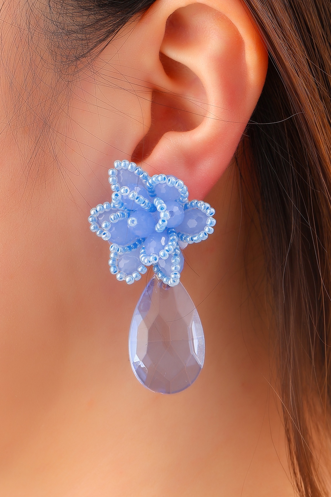 Day&Eve by Go Dutch Label - Aurora Bloom Statement oorbellen in blauw