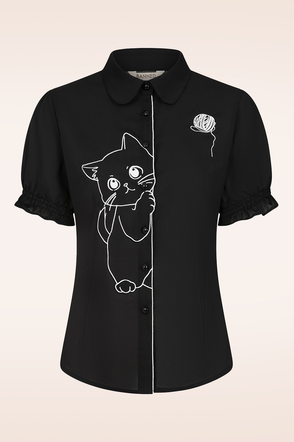 Banned Retro - Sophie blouse in zwart 2
