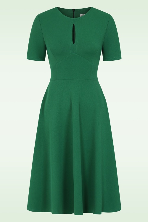 Vintage Chic for Topvintage - Topvintage exclusive ~ Solange swing jurk in smaragdgroen