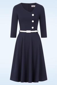 Vintage Chic for Topvintage - Topvintage exclusive ~ Betty swing jurk in navy