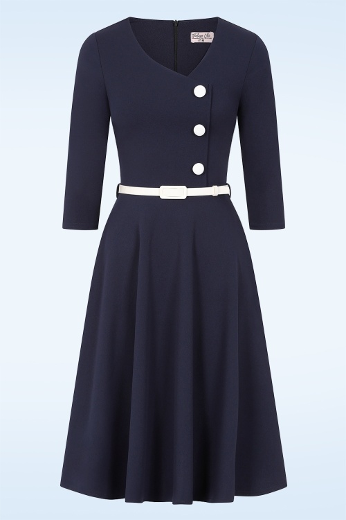 Vintage Chic for Topvintage - Topvintage exclusive ~ Betty swing jurk in navy