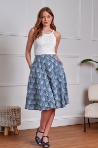 Banned Retro - Annie Sea Shell swing rok in blauw