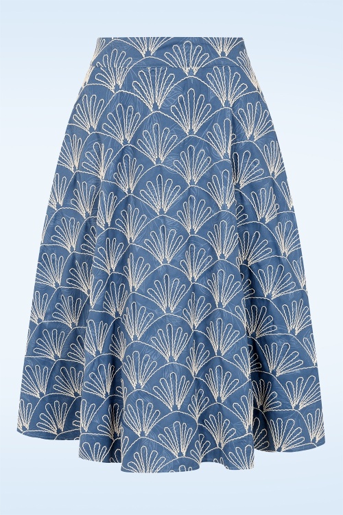 Banned Retro - Annie Sea Shell swing rok in blauw 2