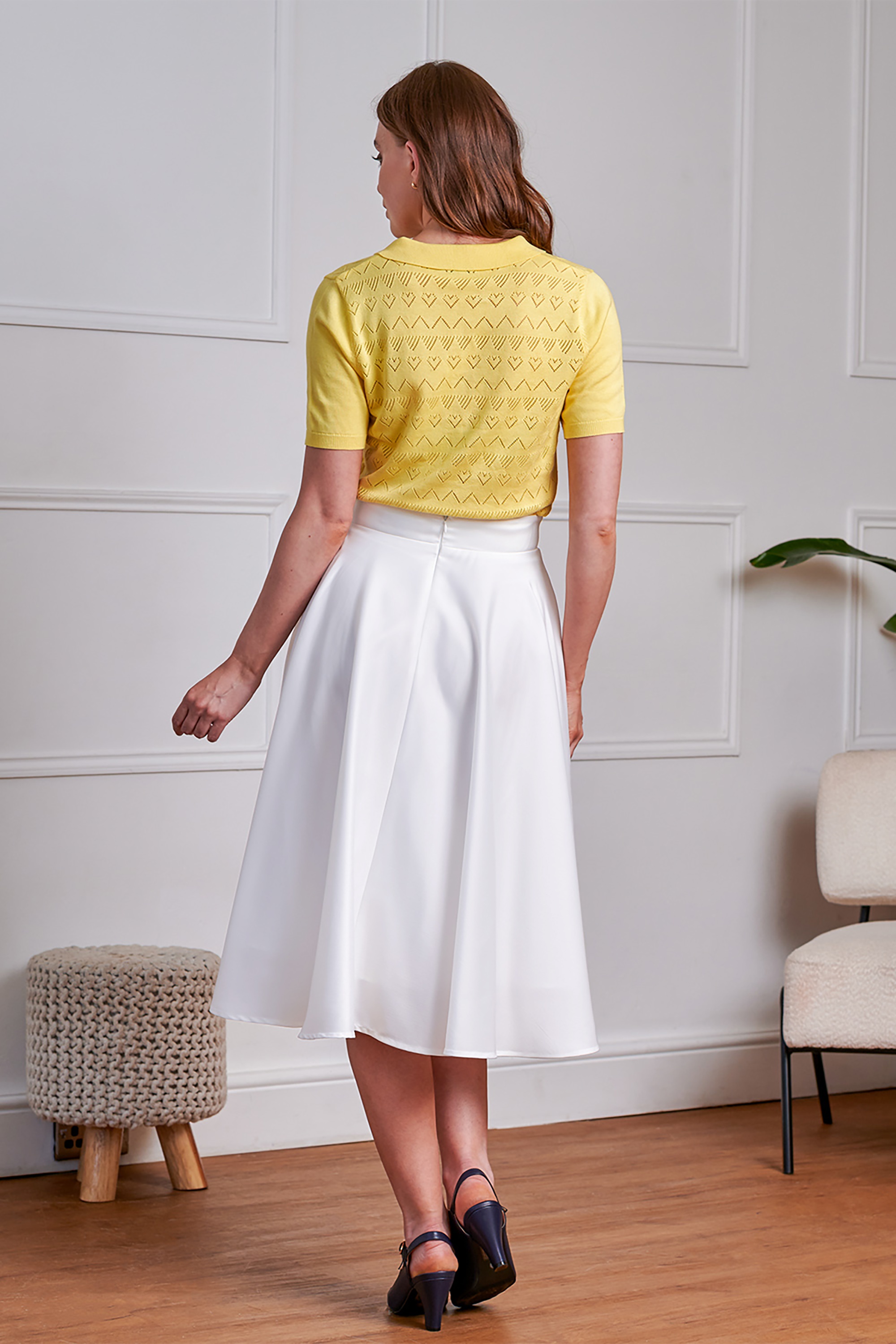 Banned Retro - Legacy swing rok in gebroken wit 2