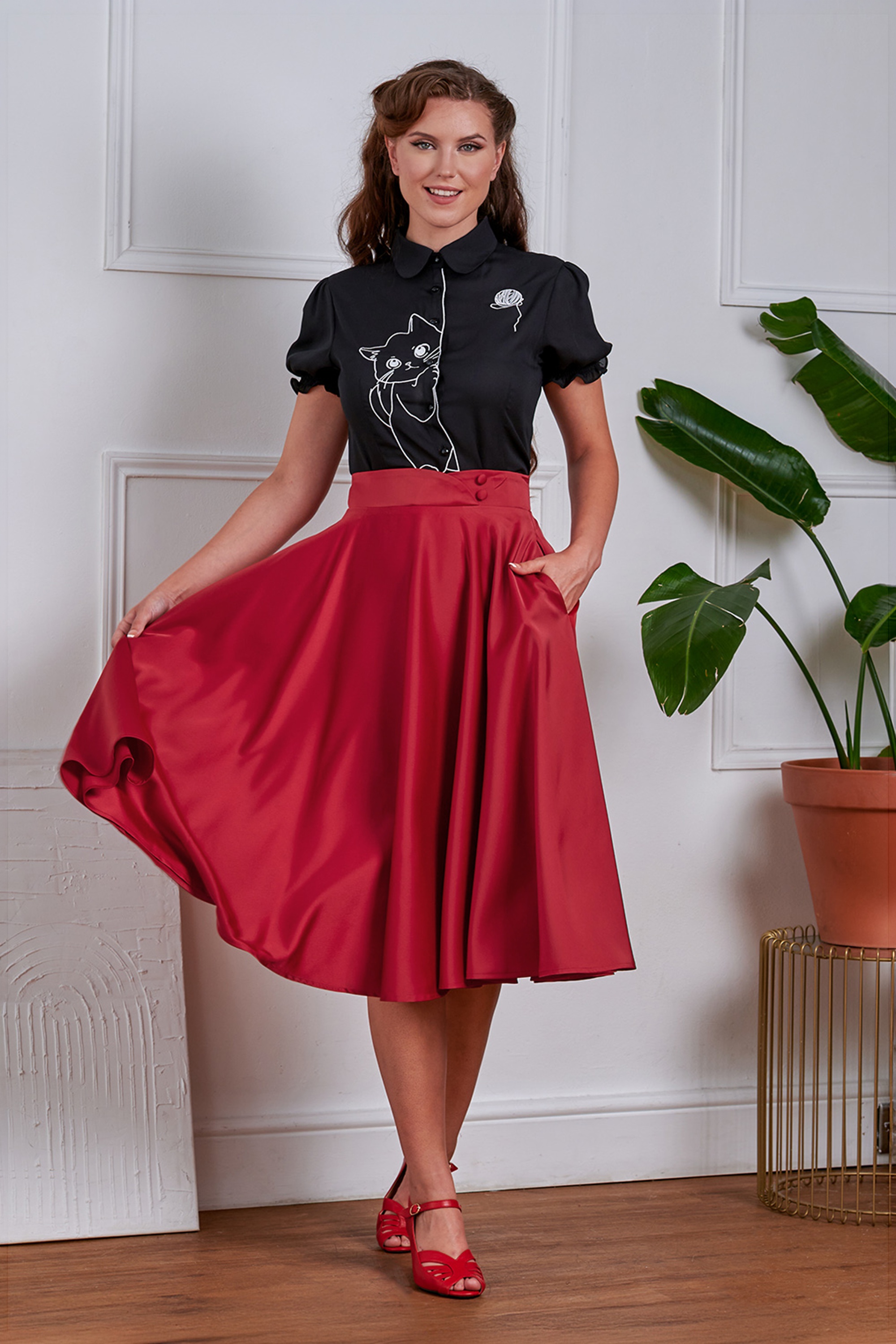 Banned Retro - Legacy swing rok in rood
