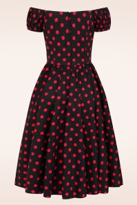 Banned Retro - Marilyn spot jurk in zwart 5