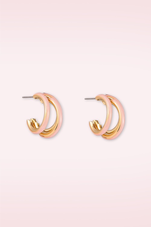 Day&Eve by Go Dutch Label - 3 Way Hoop stud oorbellen in roze 2