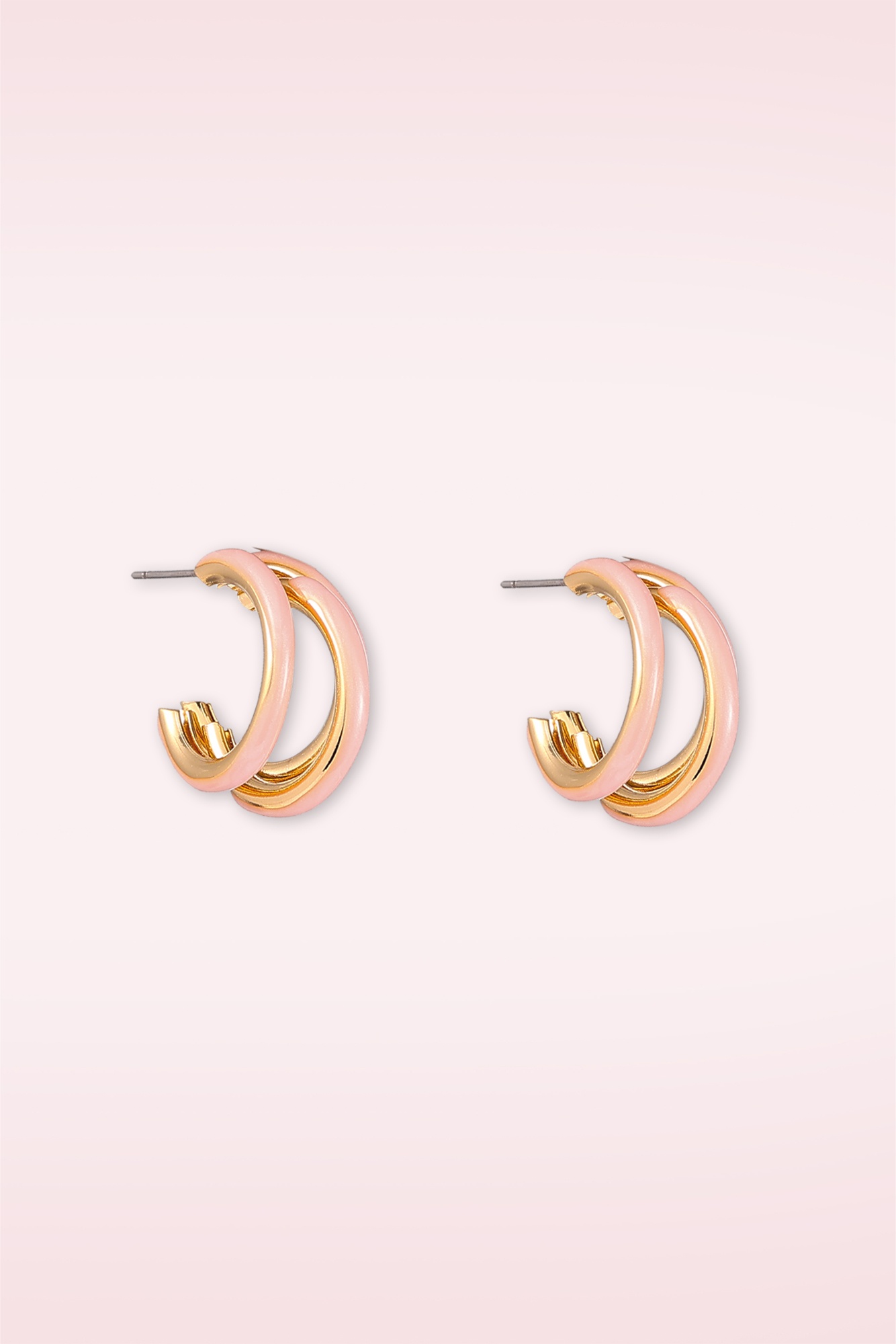 Day&Eve by Go Dutch Label - 3 Way Hoop stud oorbellen in roze 2
