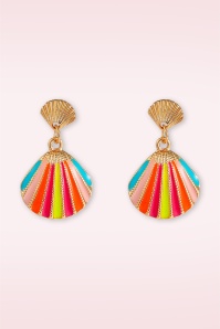 Day&Eve by Go Dutch Label - Striped Shell Dangle oorbellen in goud 2