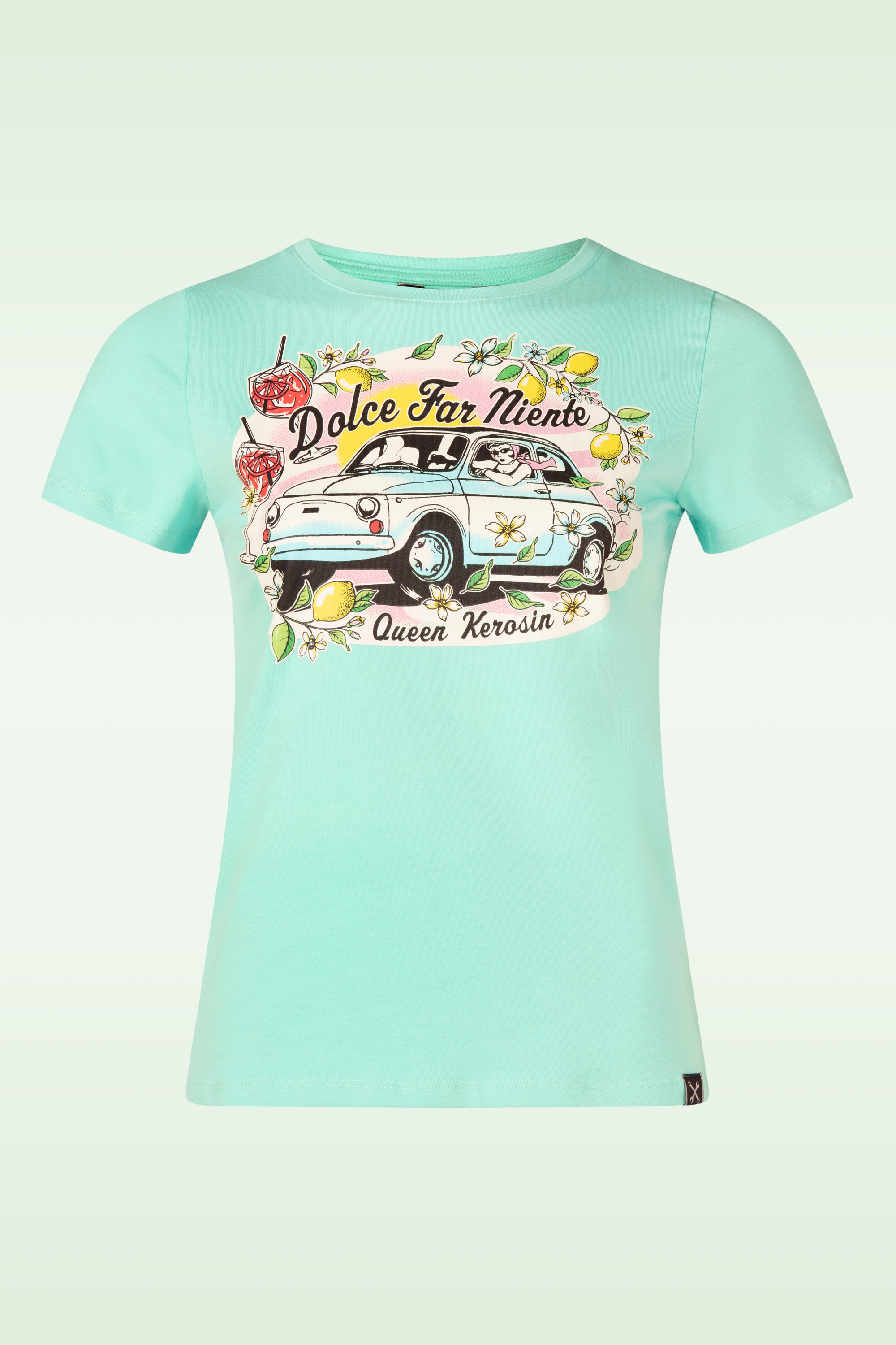 Queen Kerosin - Dolce Far Niente T-shirt in mintgroen