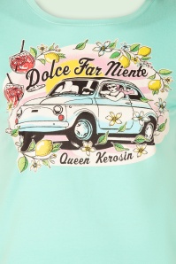 Queen Kerosin - Dolce Far Niente T-shirt in mintgroen 2