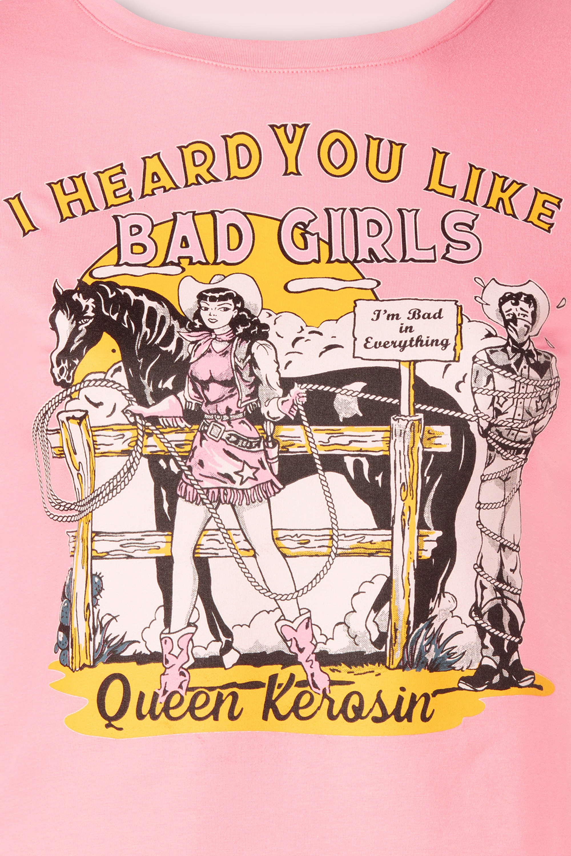 Queen Kerosin - Cow Girl T-shirt in roze 2