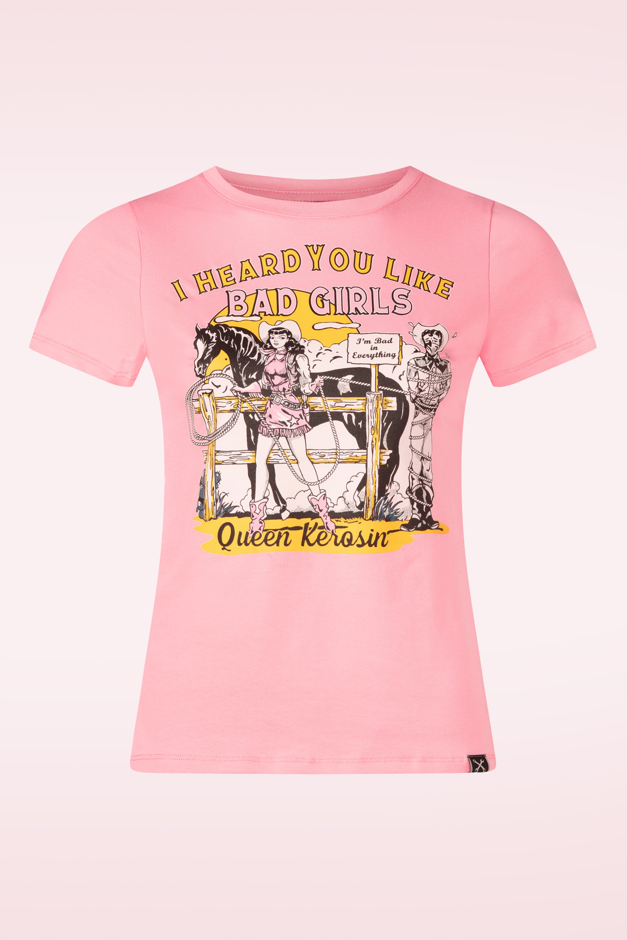 Queen Kerosin - Cow Girl T-shirt in roze