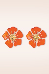 Day&Eve by Go Dutch Label - Flower Stud oorbellen in fel oranje  2
