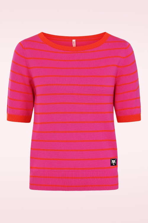 Blutsgeschwister - Pretty Preppy gebreide trui in Pink Picnic Parade Stripe 2
