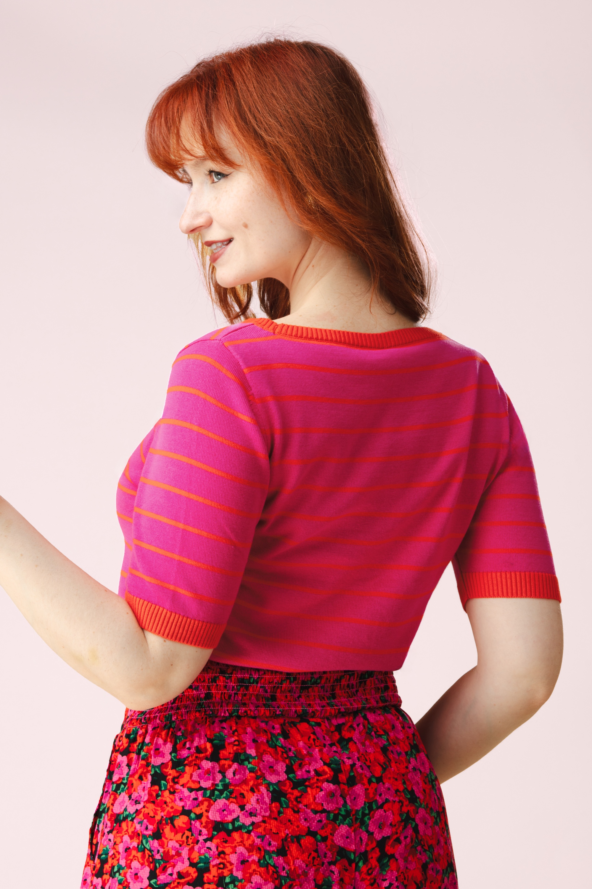 Blutsgeschwister - Pretty Preppy gebreide trui in Pink Picnic Parade Stripe 4