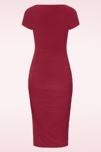 Vintage Chic for Topvintage - Topvintage exclusive ~ Ruby Curve Crush slinky pencil jurk in rood 3