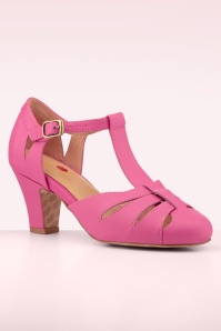 Lola Ramona ♥ Topvintage - Ava Cotton Candy Step pumps in fuchsia 4