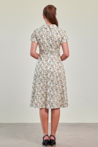 Banned Retro - Shirley Seaside swing jurk in crème  2