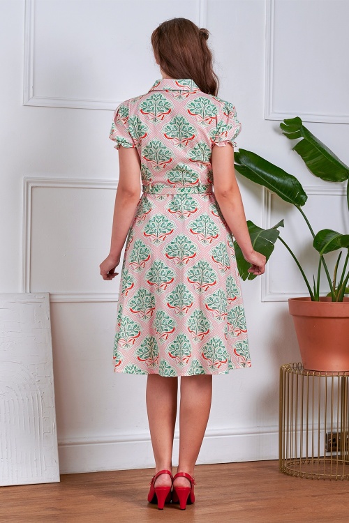 Banned Retro - Star Folk swing jurk in lichtroze 2