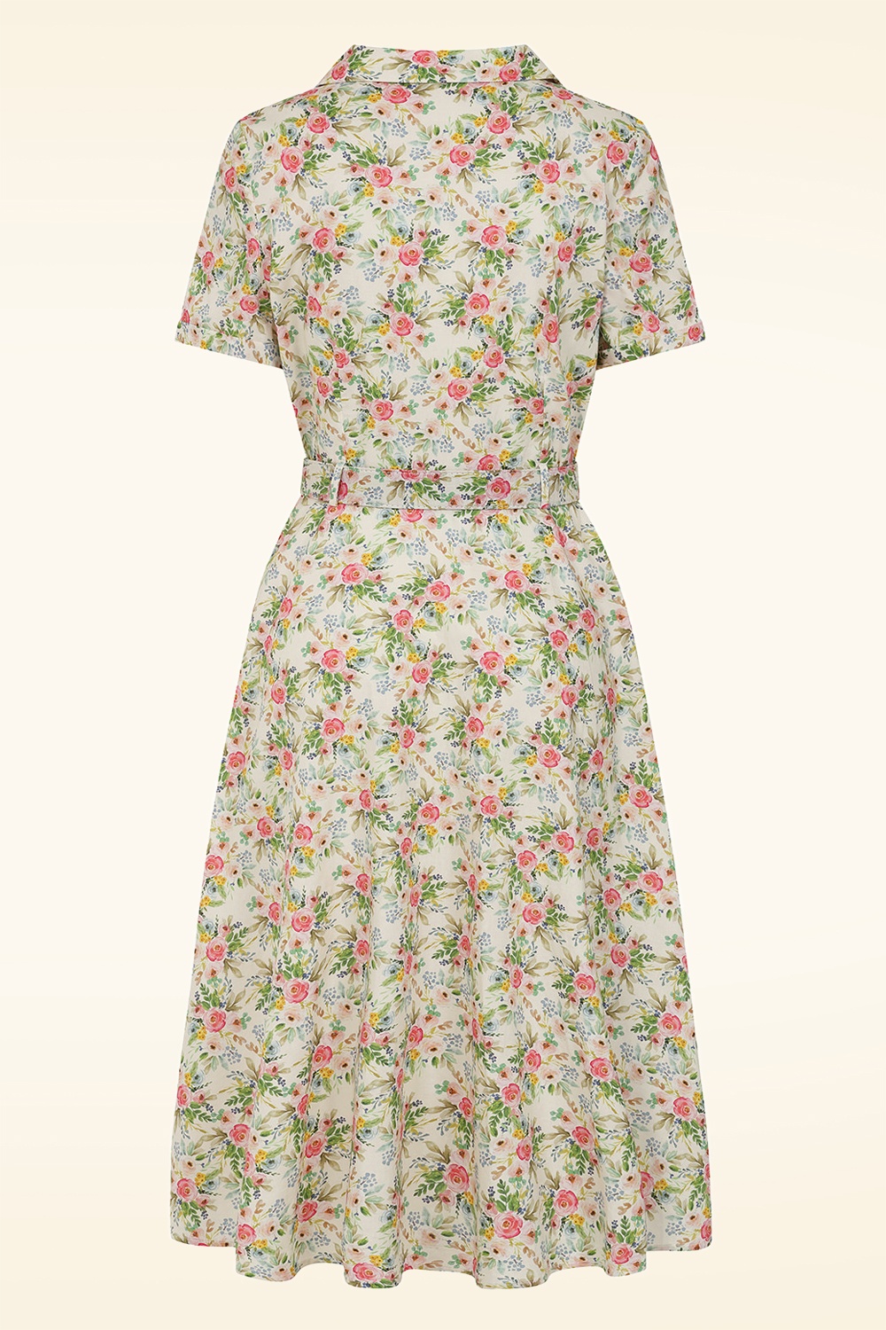 Banned Retro - Kate Bloom swing jurk in crème en multi 5