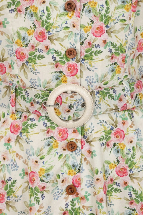 Banned Retro - Kate Bloom swing jurk in crème en multi 3