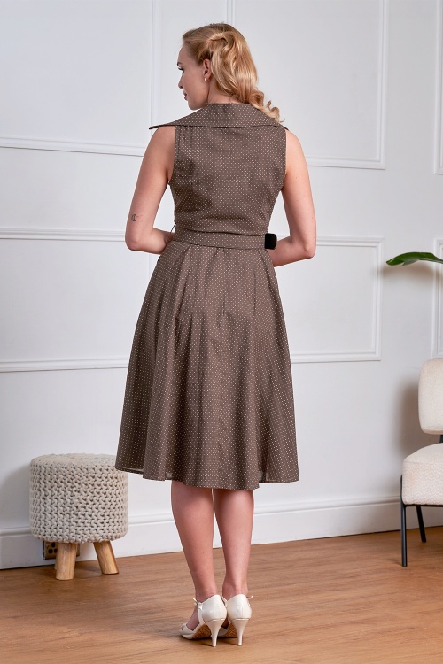 Banned Retro - Derby Belle wikkeljurk in bruin 4