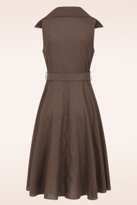 Banned Retro - Derby Belle wikkeljurk in bruin 5