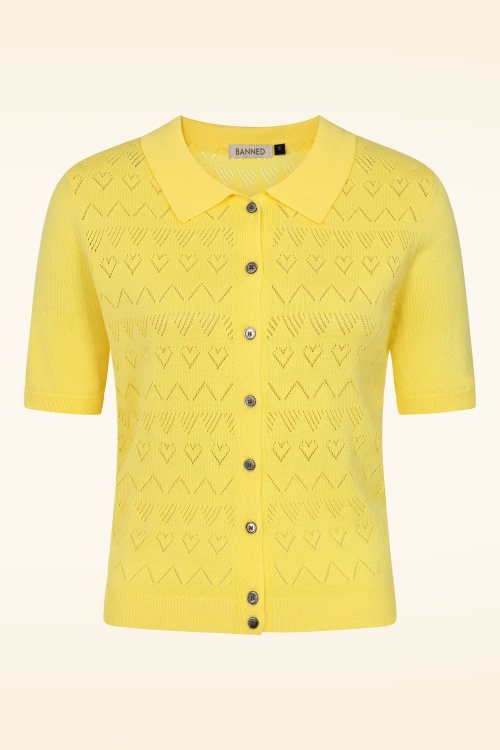 Banned Retro - Heart Waves cardigan in geel 2