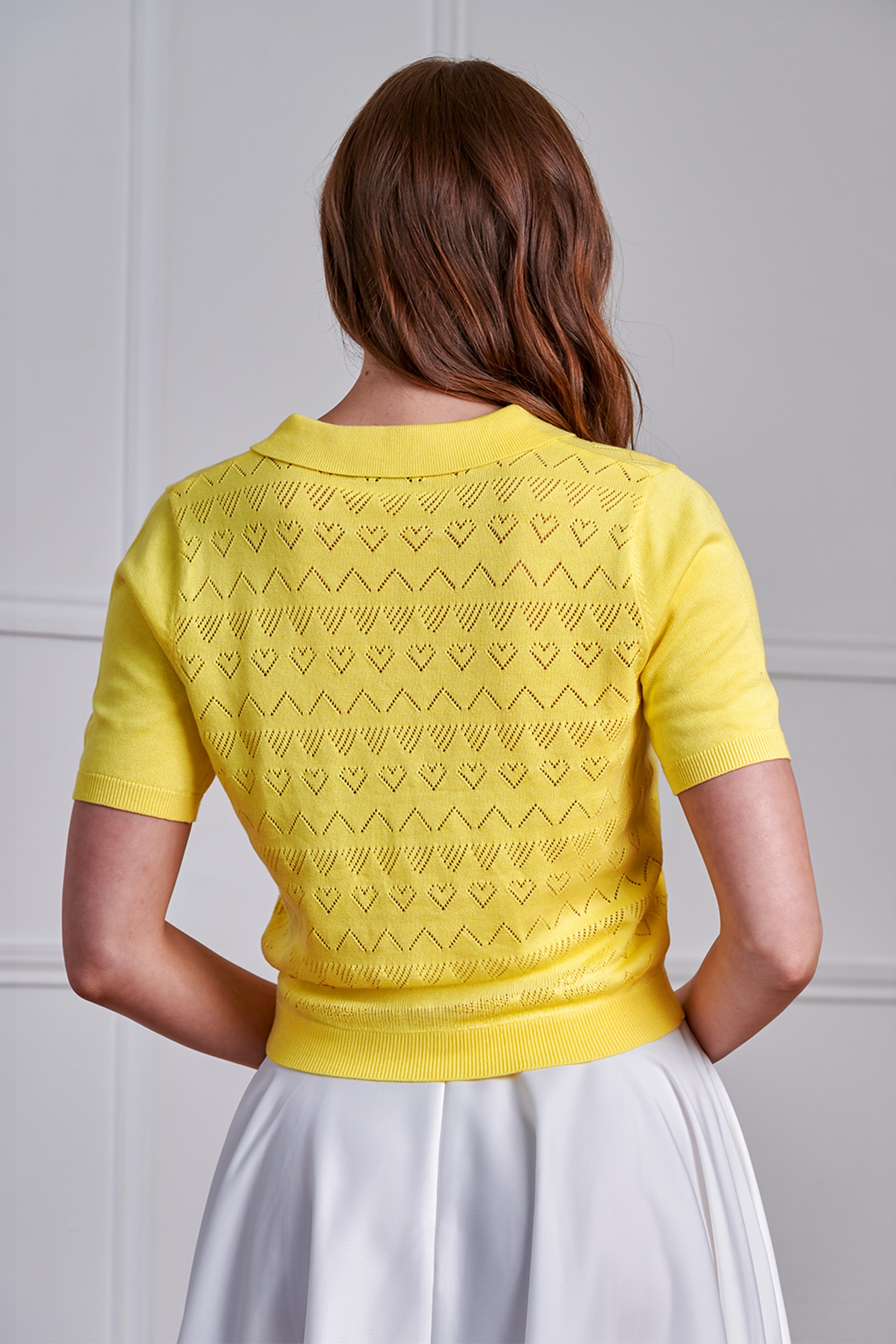 Banned Retro - Heart Waves cardigan in geel 4