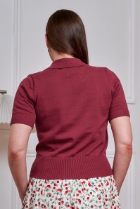 Banned Retro - Rosanna gebreide top van katoen in bordeauxrood 4