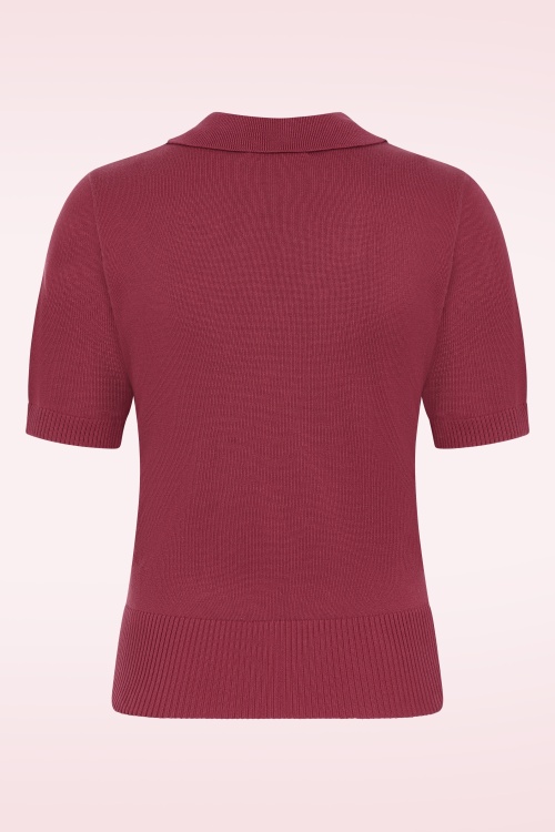 Banned Retro - Rosanna gebreide top van katoen in bordeauxrood 5
